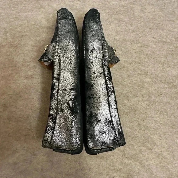 Boemos Italy Silver Metallic Suede Leather Loafer Flats Slip On Womens size 10 - Picture 9 of 15
